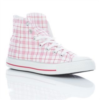 Converse Womens White/Red Checked High Top Trainers