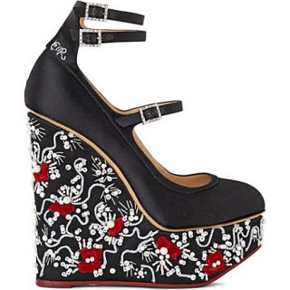 Regina embellished satin wedge courts   CHARLOTTE OLYMPIA   Wedges 