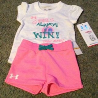 Under Armour Infant Baby Girl Softball Outfit Shirt And Shorts Size 12 