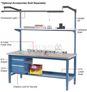 Work Bench Systems  Adjustable Height  48L x 30W Production Bench 