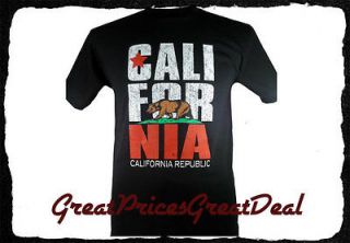 NEW T Shirt Cali Flag CALIFORNIA Bear REPUBLIC White or Black S M L XL
