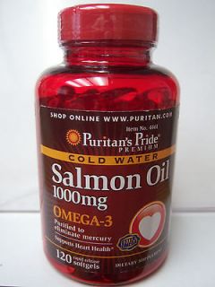 SALMON OIL, Omega 3, 1000 mg., Cold Water, Purified To Eliminate 