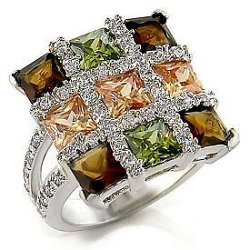 ct Princess Cut Olivine Champagne & Chocolate + Pave Created Diamond 