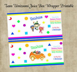 Team Umizoomi Birthday Party Juice Box Wrappers Printable