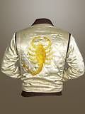 DRIVE SLIM FIT RIDER TRUCKER GOSLING JACKET WITH EMBROIDERED SCORPION 