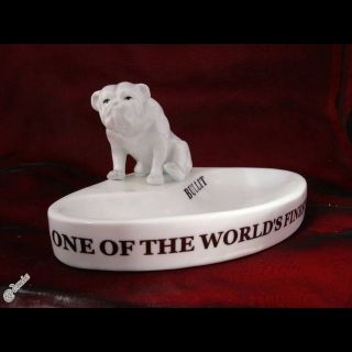 Bowl Figurine Ashtray Dog Bulldog Advertising Whiskey Bar Matches 