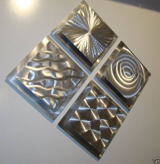 Contemporary Abstract Metal Wall Art Sculpture Decor 4 Squares