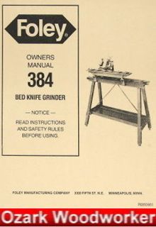 FOLEY 384 Bed Knife Grinder Operators & Parts Manual 0312