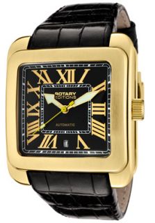 Rotary 704C Watches,Mens Editions Automatic Black Dial Gold Tone 