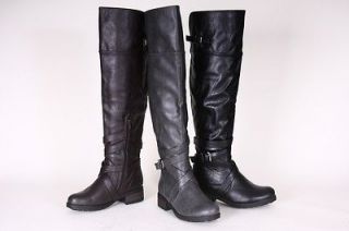 Women Leather Buckle Over The Knee High Riding Boots SZ 7 11