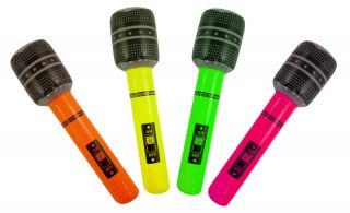 BLOW UP INFLATABLE MICROPHONE MIC KARAOKE PARTY FANCY DRESS COSTUME 