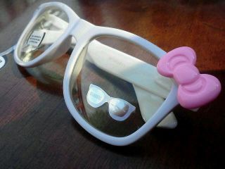   Hello Kitty Inspired White Frame Glasses Pretty Pink Bow Clear Lens M