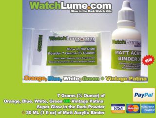 BLUE GLOW IN THE DARK PAINT WATCH LUME LUMINOUS PASTE KIT LUME FOR 