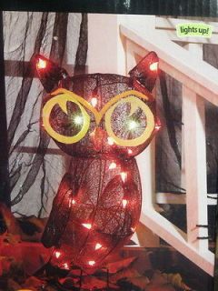 CHRISTMAS HALLOWEEN LIGHTED FILIGREE HOOT OWL FIGURE OUTDOOR LIGHTS 