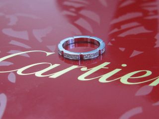 Cartier 18Kt Maillon Panthere Diamond Wedding Band WG .55Ct Sz 51