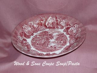 Wood & Sons Dinnerware~ENGLISH SCENES RED COUPE Soup/Pasta Bowl ~New