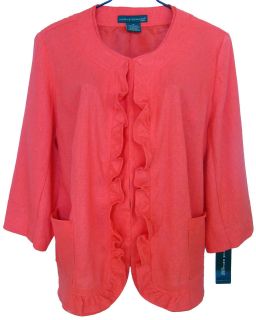 New Harve Benard Feminine Coral Ruffle Blazer Jacket Womens Plus Size 