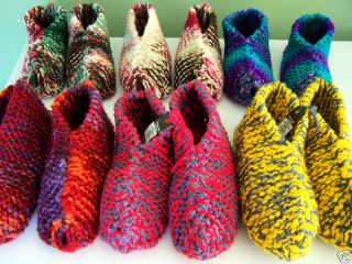 Hand Knit Slippers, Many Colors Wool or Phentex Style#1