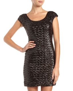 Cutout Back Sequin Dress, Brown   