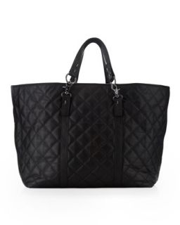 Ibex Quilted Leather Tote Bag, Black   