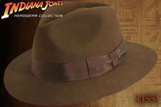 New Indiana Jones Mens Fedora/Trilby Hat Brown Wool Felt Size M L XL 