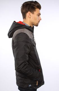 The Hooded Puffa Contrast Lining & Cord Shoulder Jacket in Black