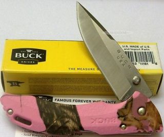 Buck USA Mossy Oak Blaze Pink Camo Lockback Skinning Hunting Pocket 