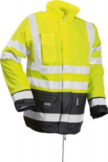 Hi Viz Waterproof Work Jacket Winter Coat Fur Lining High Vis Yellow 