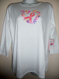 Susan G. Komen Pink Ribbon Womens 3/4 Sleeve T  Shirt Choose M, L or 
