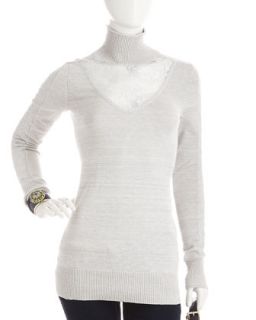 Lace Inset Turtleneck Sweater   