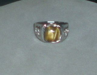 STERLING SILVER PLATED MENS TIGERS EYE RING SIZE   11.5 # 05