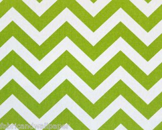 Green & White Chevron Fabric Zig Zag Print Curtain Fabric