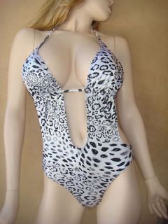 NWT GUESS MARCIANO BLACK & WHITE LEOPARD 1 PIECE MONOKINI SWIMSUIT 