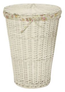 Matalan   White Spilt Willow Laundry Basket