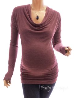 Comfy Cowl Neck Drop Shoulder Long Sleeve Tunic Maternity Motherhood 