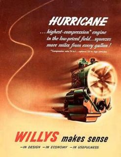 1951 Ad Hurricane Compression Engine Willys Jeep Automotive Toledo 