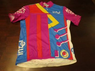   Pearl Izumi Mens Retro Neon RARE Intel Cycling Team Bike Jersey Sz M