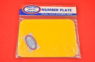 NOS Preston Petty YELLOW Square Number Plate, AHRMA, Vintage MX