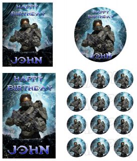 Halo 3 4 Reach Master Chief Personalized Edible Cake Image Topper 