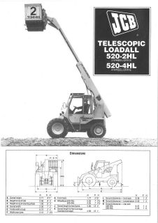 JCB TELESCOPIC HANDLER LOADALL 520 2HL & 520 4HL BROCHURE