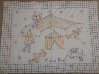 Handmade Circus Fun Baby Quilt   44 x 35 100% Cotton