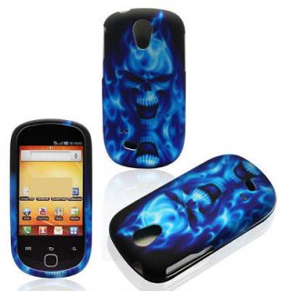   SGH T589R Galaxy Q Slider Faceplate Snap On Hard Cover Case BLUE SKULL