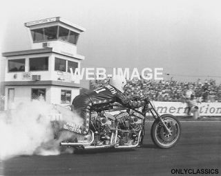 1974 HARLEY DAVIDSON TWIN ENGINE RACING MOTORCYCLE DRAG BIKE PHOTO 