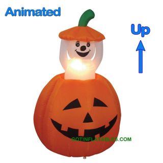 Animated Halloween Inflatable Ghost on Pumpkin NEW Yard Decoration 