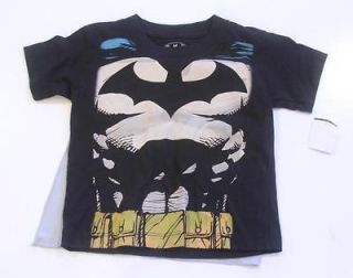 NWT DC COMICS BATMAN Black Short SLeeve Body shirt Attached CApe Set 