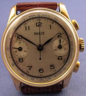 Valjoux 23 Chronograph wristwatch Haste Gold Filled case 32 mm running 