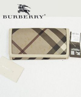 BURBERRY NEW SMOKED TRENCH CHECK PENROSE CONTINENTAL WALLET $375 SALE