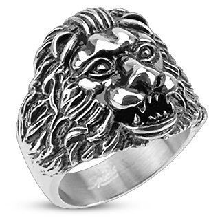 Stainless Steel Detailed 3D Lion Head Ring Size 9 14