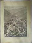 VIEW MOUTAINS VALLEY RIVER HOUSE HOMES CHILE CHILI 1884 ANTIQUE PRINT