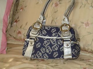 Kathy Van Zeeland Crown Signature Blue/Silver Denim Handbag